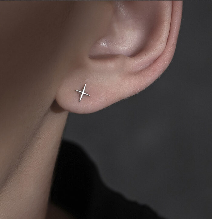 Khuyên tai Little Star unisex Bông tai bạc nam, nữ Phong cách đường phố,đơn giản FREAKERGANG